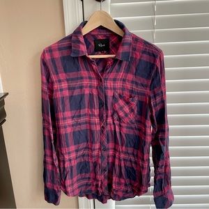 Rails button down plaid top